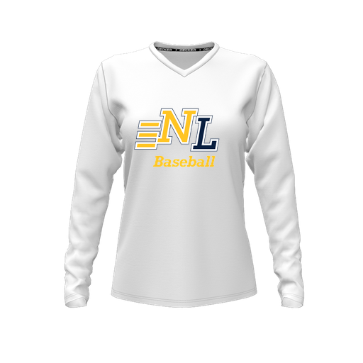 [FTLVPTWH-FYXS-LOGO1] Decker Performance T-Shirt (Female Youth XS, White, V Neck, Logo 1, Long Sleeve)