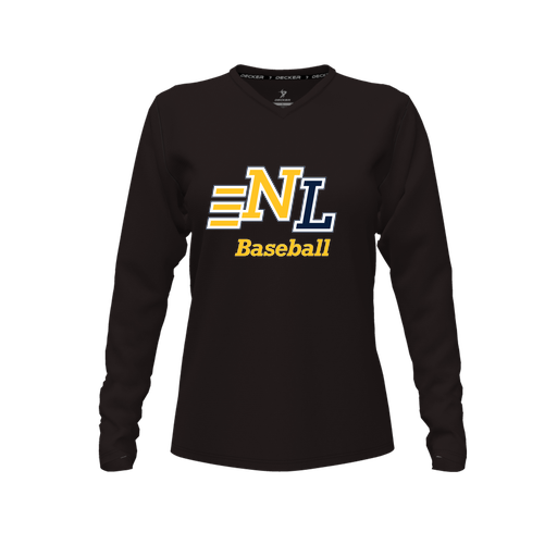 [FTLVPTBK-FYXS-LOGO1] Decker Performance T-Shirt (Female Youth XS, Black, V Neck, Logo 1, Long Sleeve)